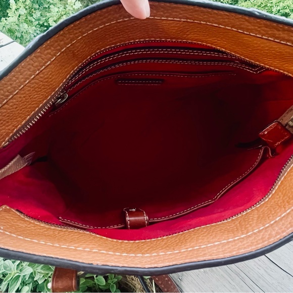 Dooney And Bourke Lexington Shopper Pebbled Leather Shoulder Tote Bag Camel Tan - Picture 13 of 16